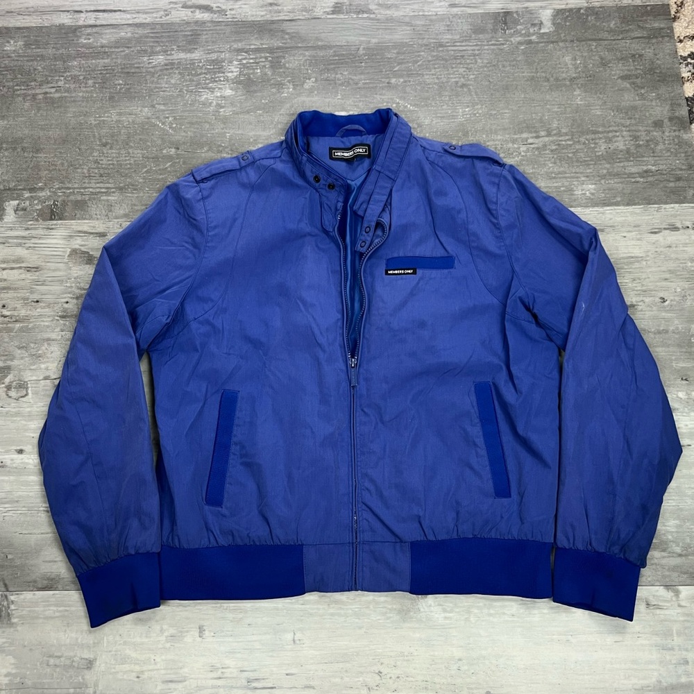 Members Only Solid Blue Light Jacket Coat Xl - image 1